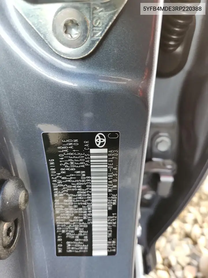 5YFB4MDE3RP220388 2024 Toyota Corolla Le