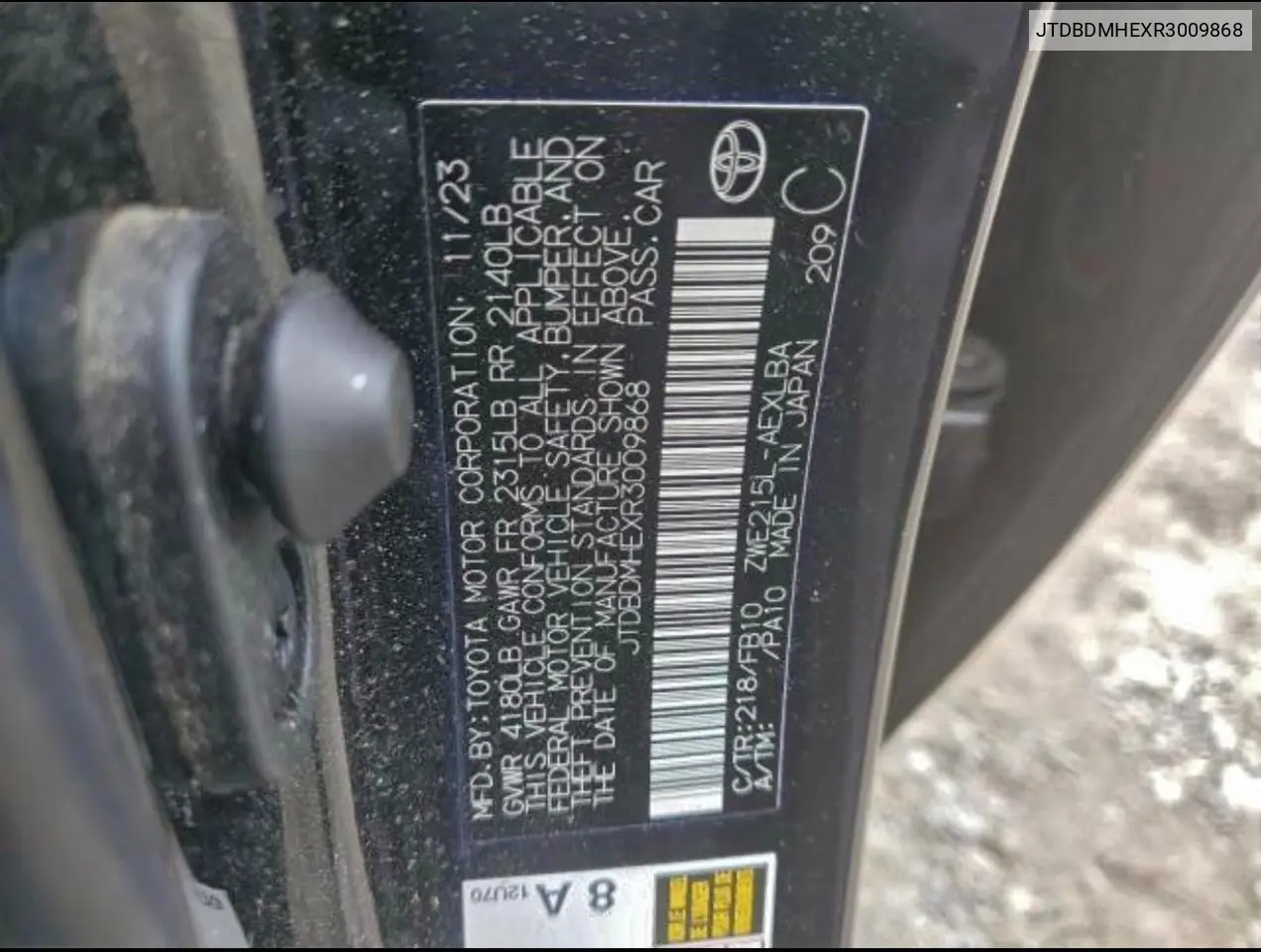 JTDBDMHEXR3009868 2024 Toyota Corolla Le