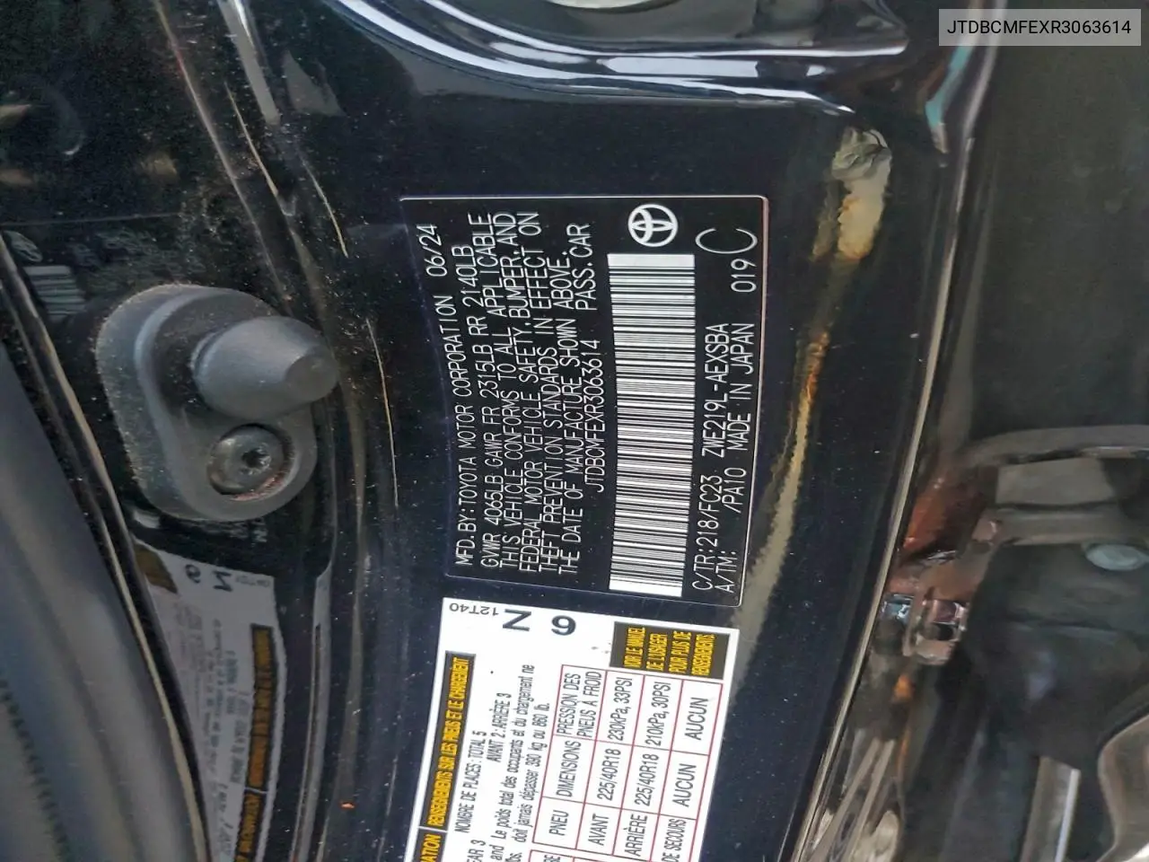 JTDBCMFEXR3063614 2024 Toyota Corolla Le