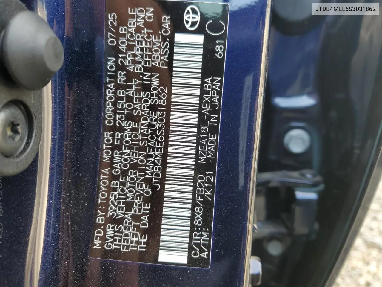 JTDB4MEE6S3031862 2025 Toyota Corolla Le