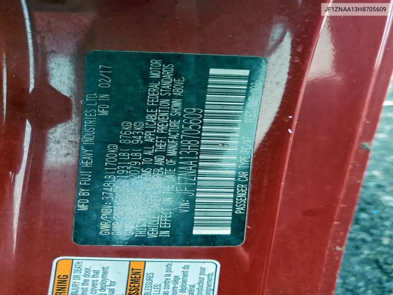 JF1ZNAA13H8705609 2017 Toyota 86 Base