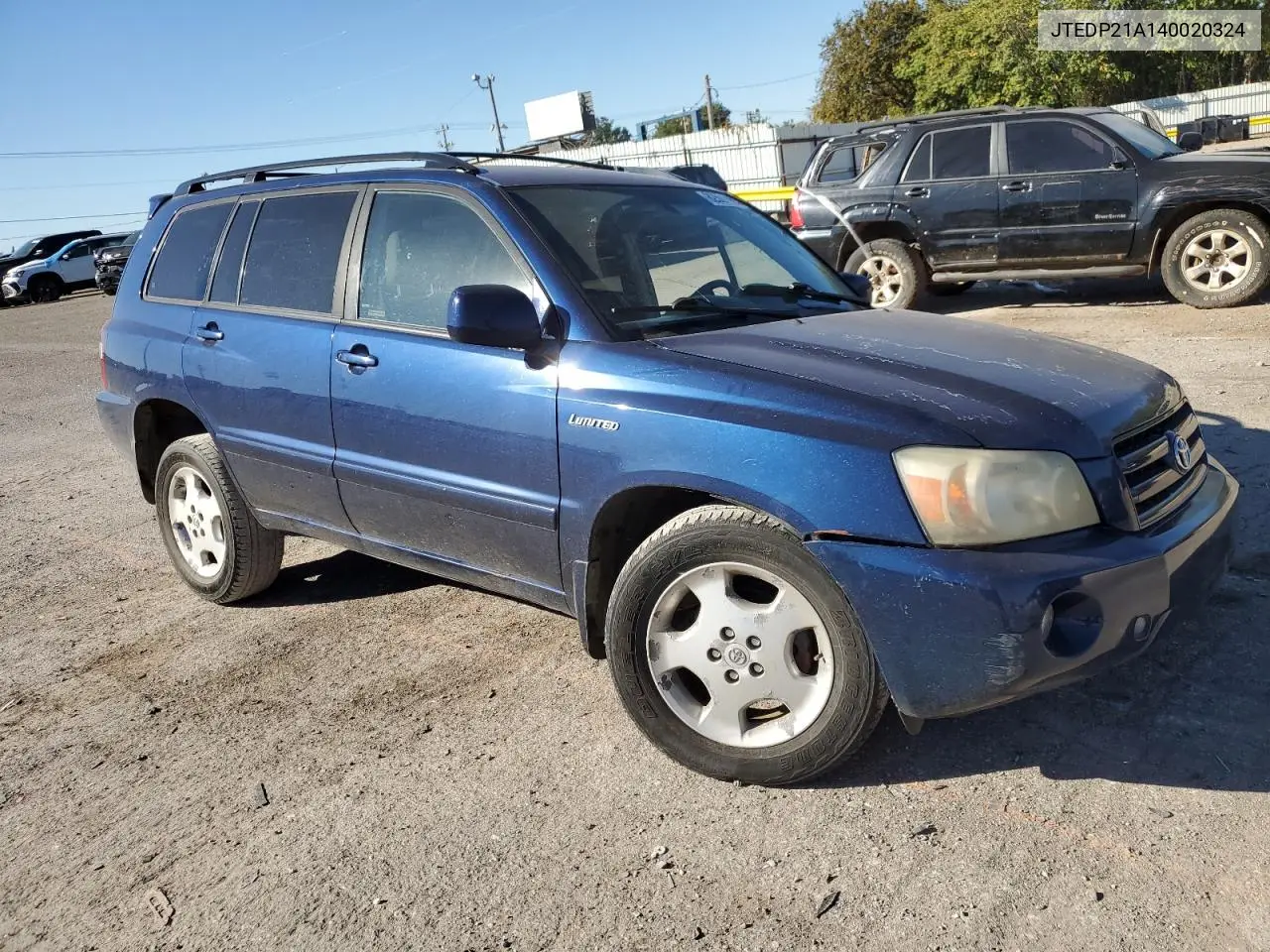 JTEDP21A140020324 2004 Toyota Highlander Base