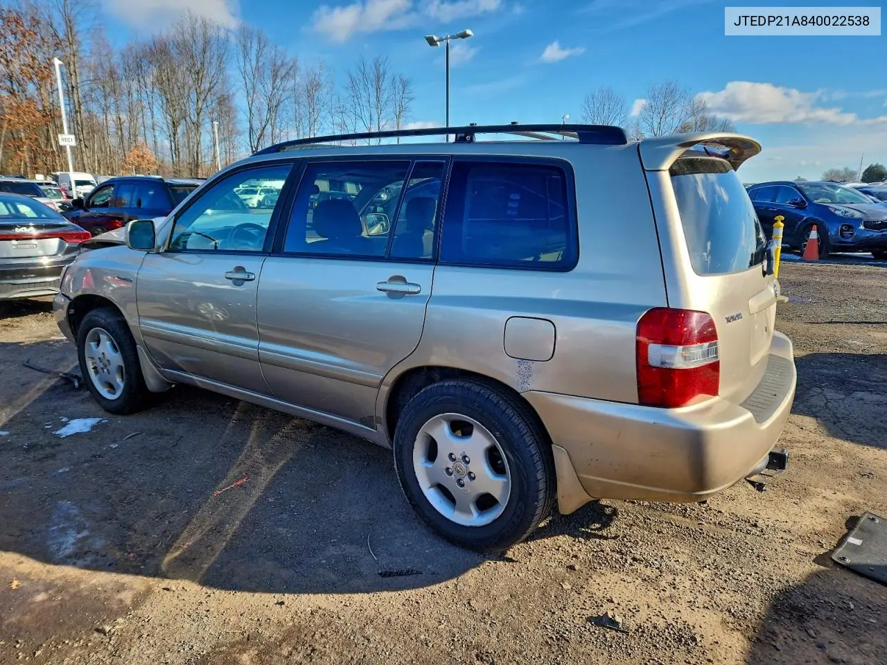 JTEDP21A840022538 2004 Toyota Highlander Base