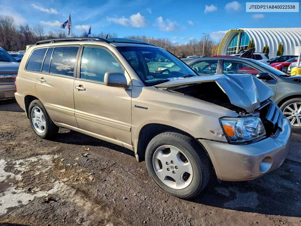 JTEDP21A840022538 2004 Toyota Highlander Base
