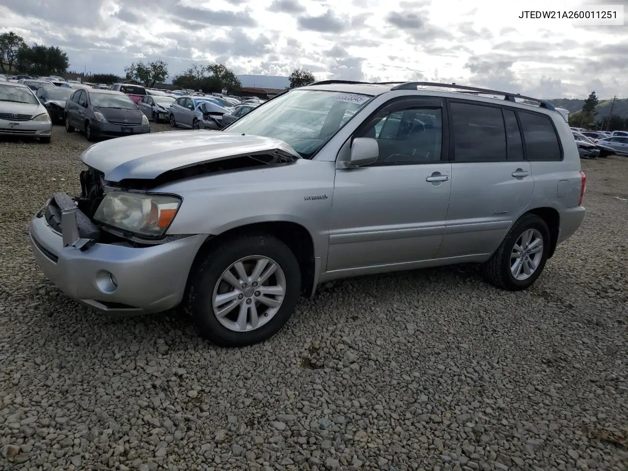 JTEDW21A260011251 2006 Toyota Highlander Hybrid