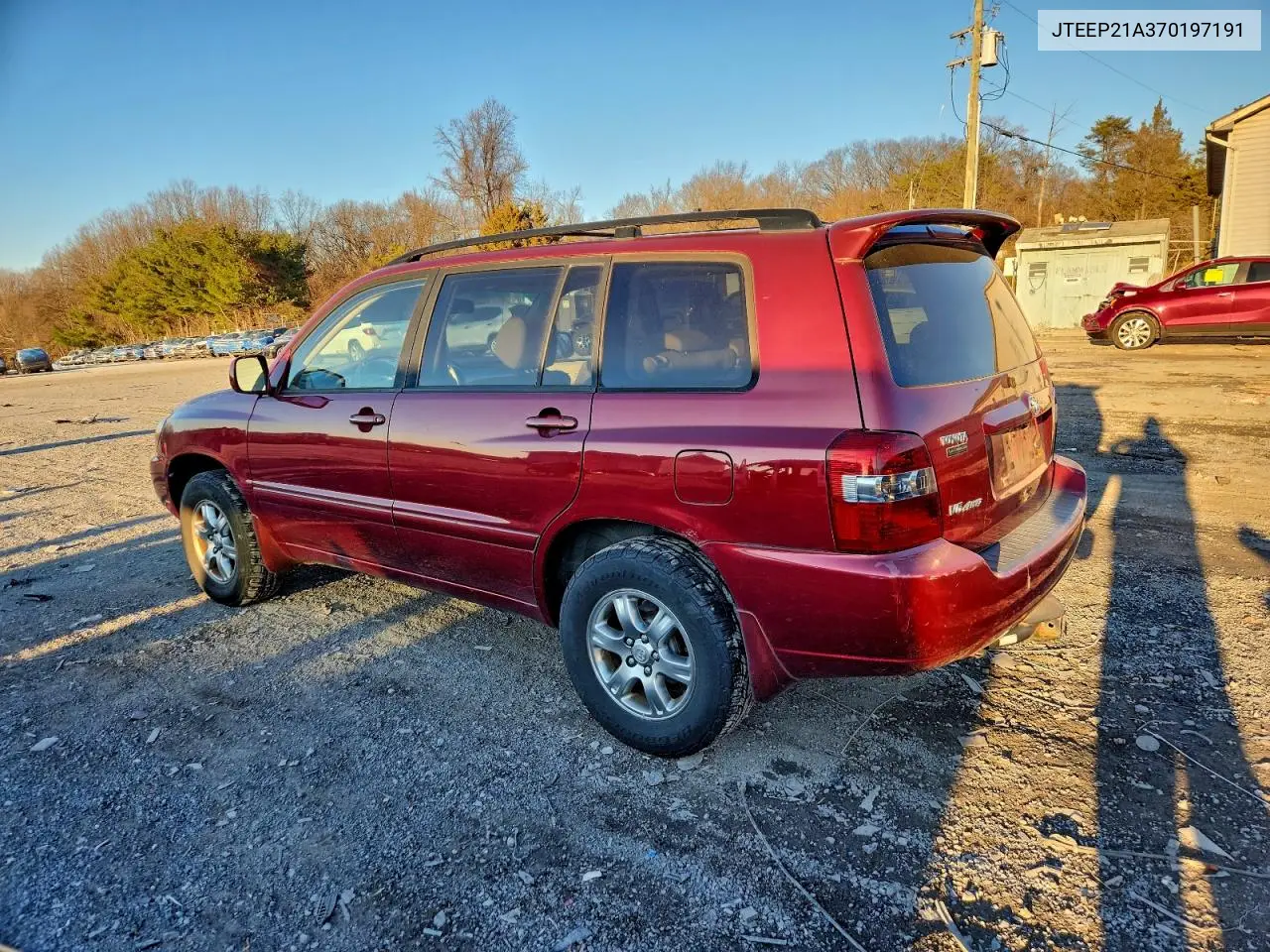 JTEEP21A370197191 2007 Toyota Highlander Sport