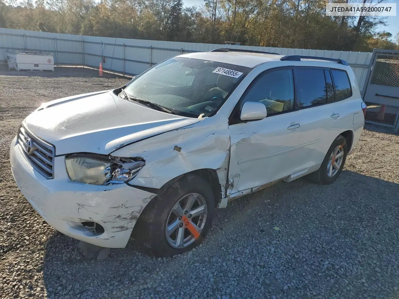 JTEDA41A592000747 2009 Toyota Highlander