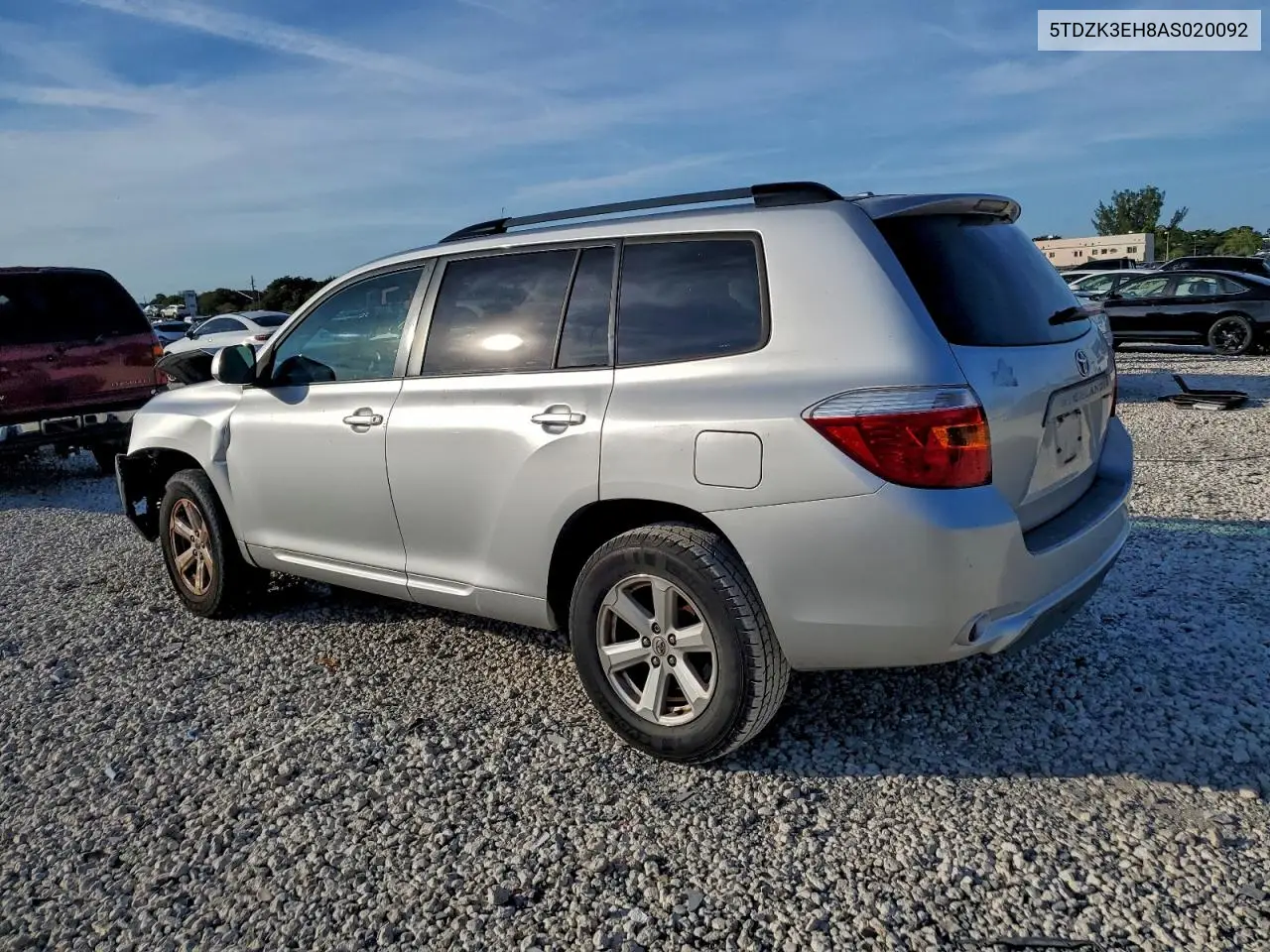 5TDZK3EH8AS020092 2010 Toyota Highlander