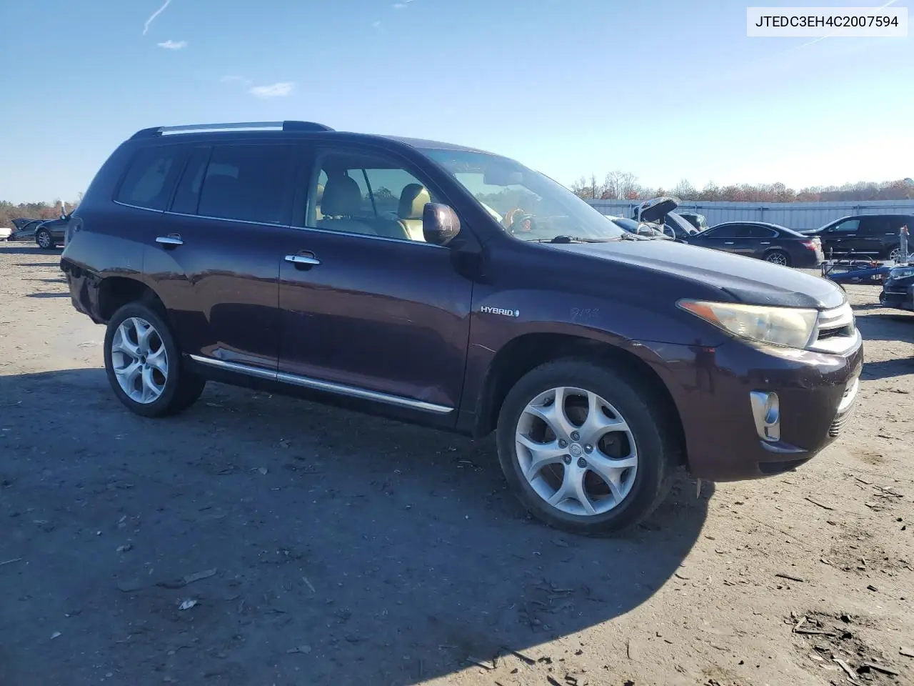 JTEDC3EH4C2007594 2012 Toyota Highlander Hybrid Limited