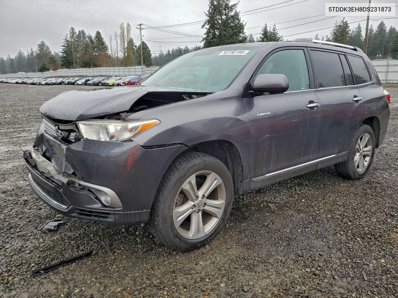 5TDDK3EH8DS231873 2013 Toyota Highlander Limited