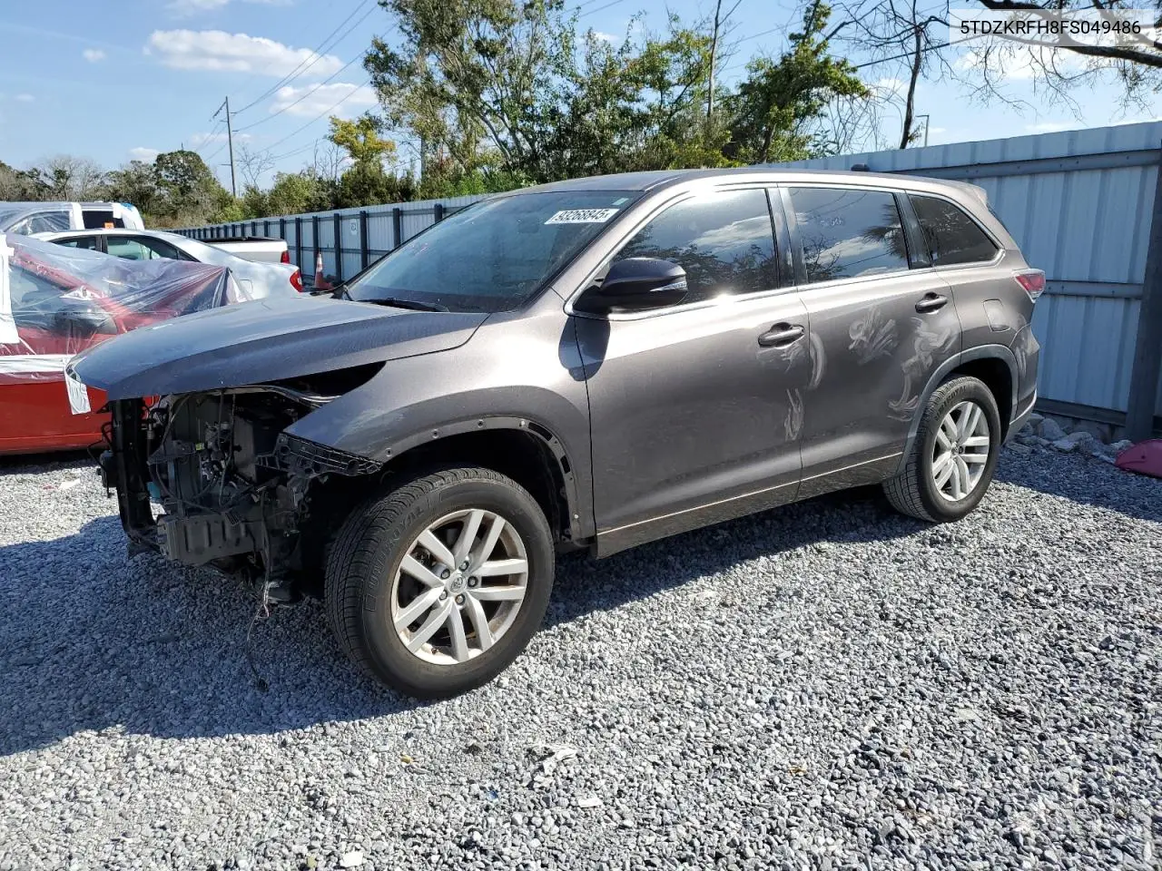 5TDZKRFH8FS049486 2015 Toyota Highlander Le