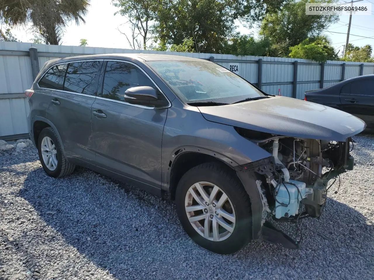 5TDZKRFH8FS049486 2015 Toyota Highlander Le