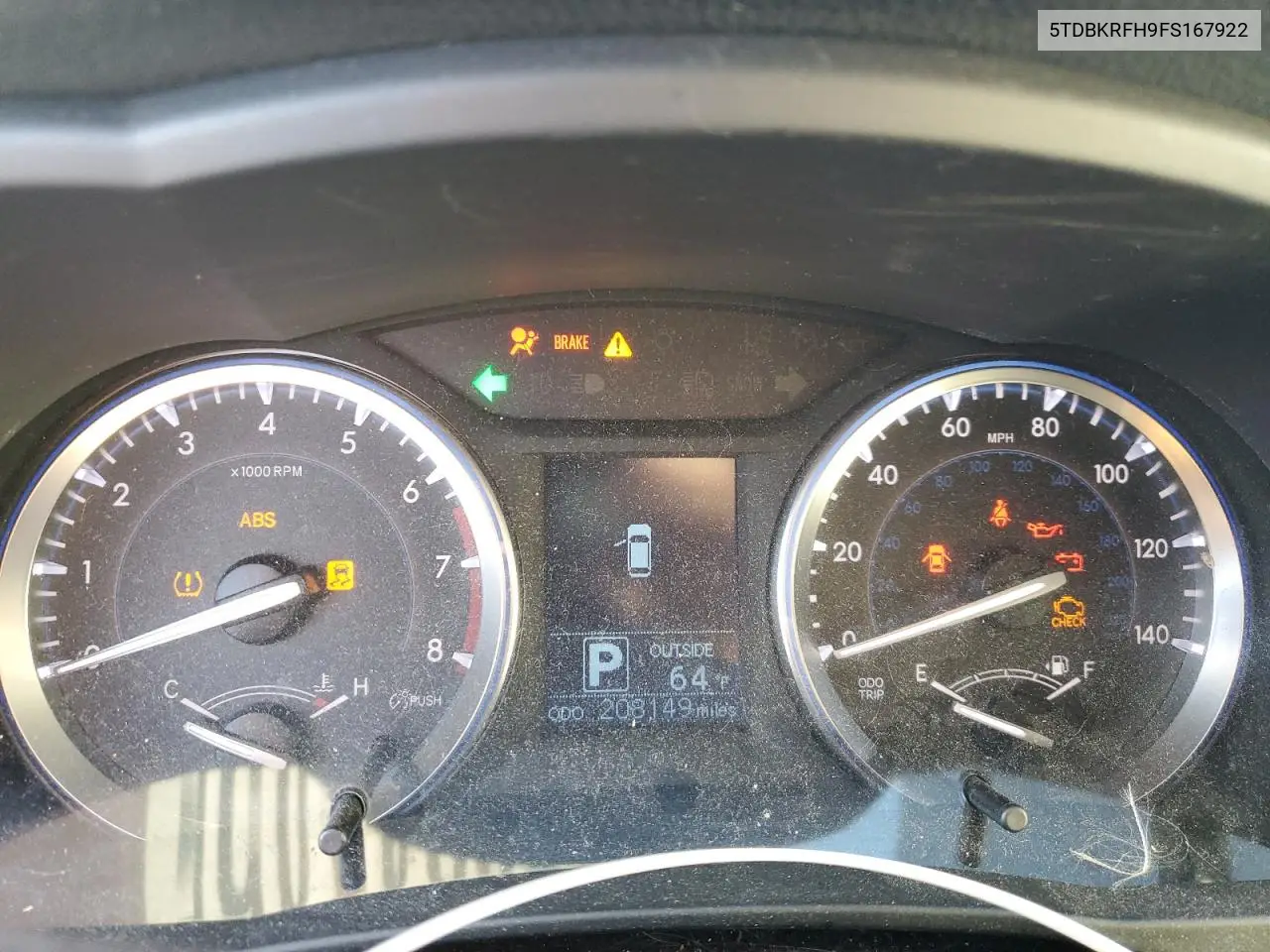 5TDBKRFH9FS167922 2015 Toyota Highlander Le