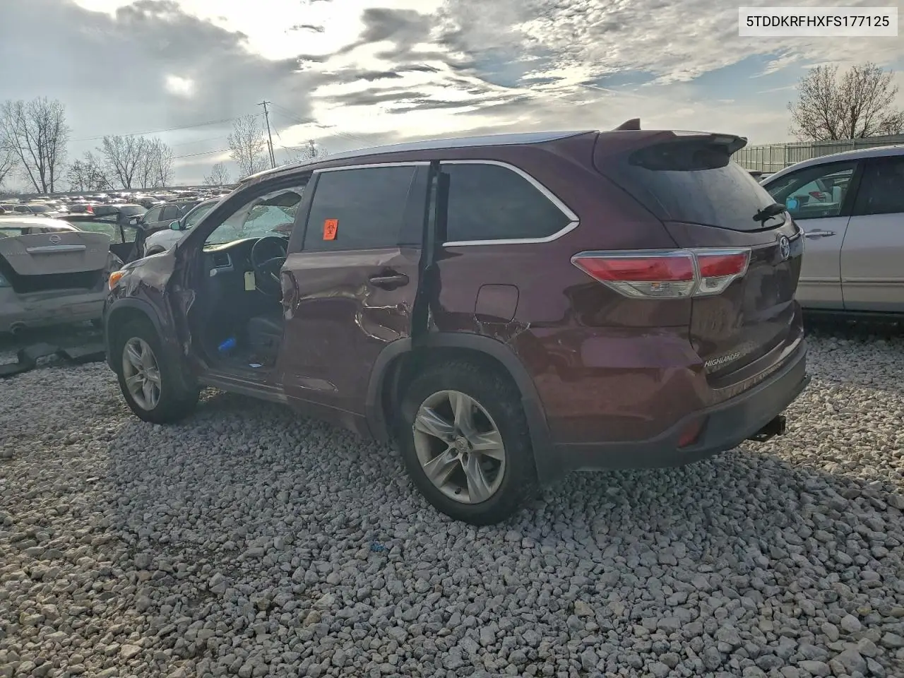 5TDDKRFHXFS177125 2015 Toyota Highlander Limited