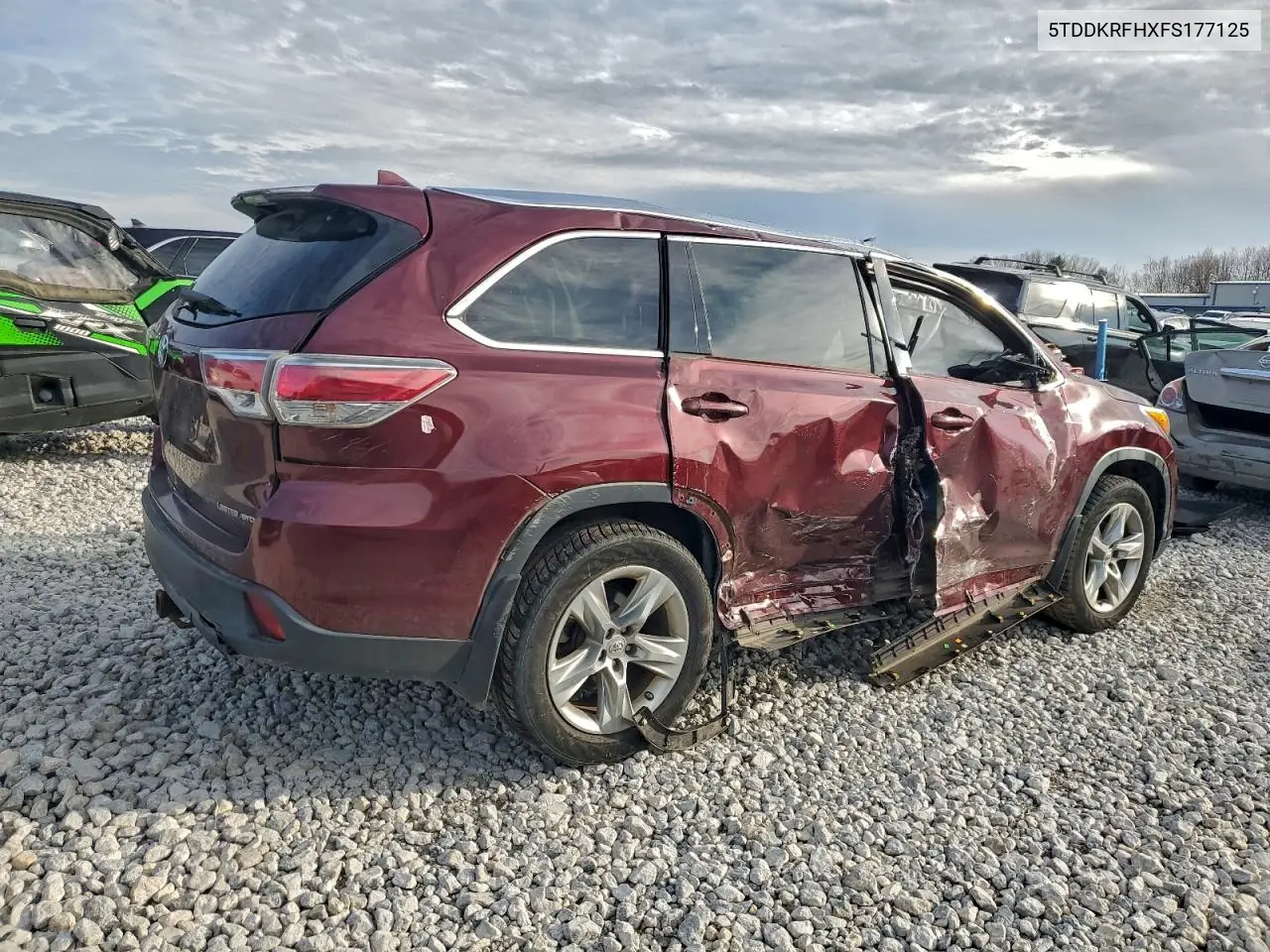 5TDDKRFHXFS177125 2015 Toyota Highlander Limited