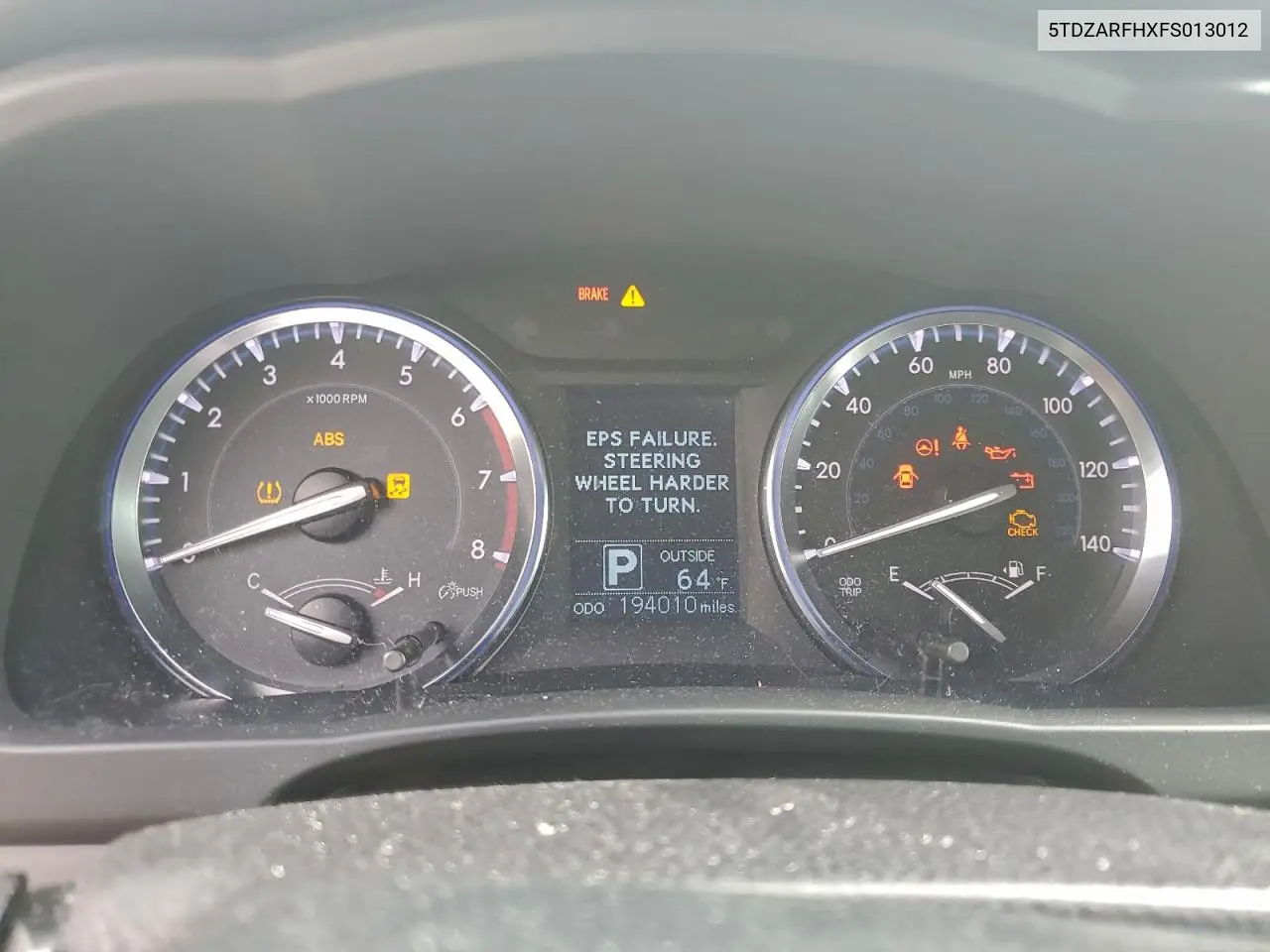 5TDZARFHXFS013012 2015 Toyota Highlander Le