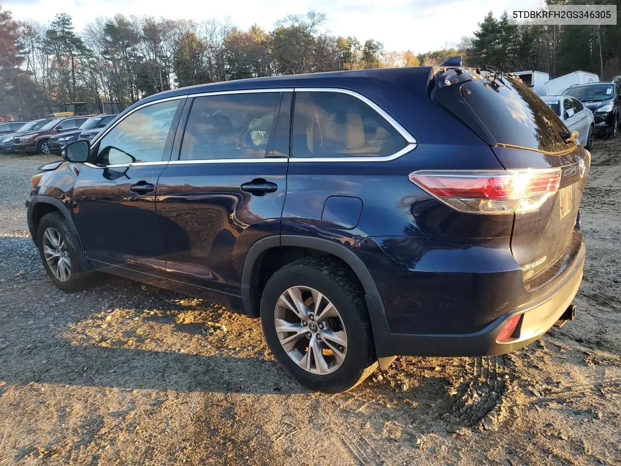 5TDBKRFH2GS346305 2016 Toyota Highlander Le