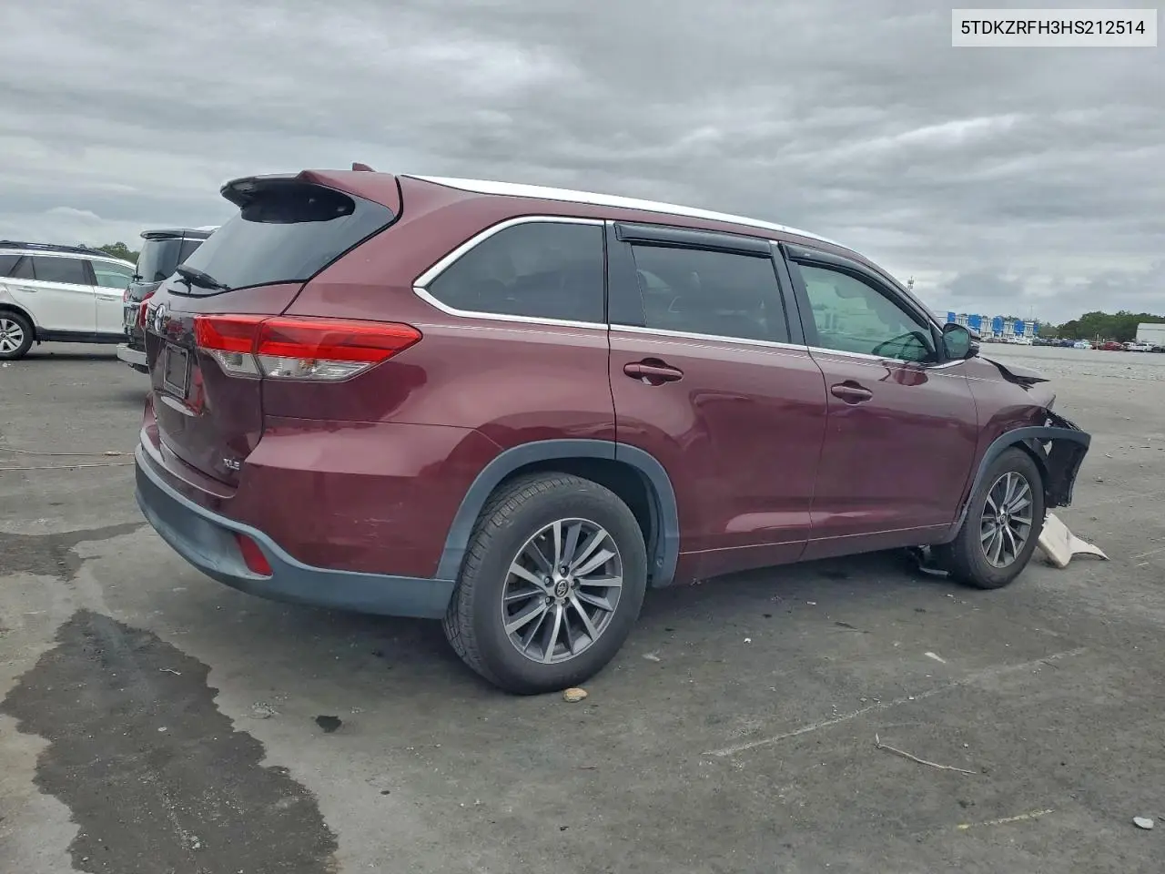 5TDKZRFH3HS212514 2017 Toyota Highlander Se