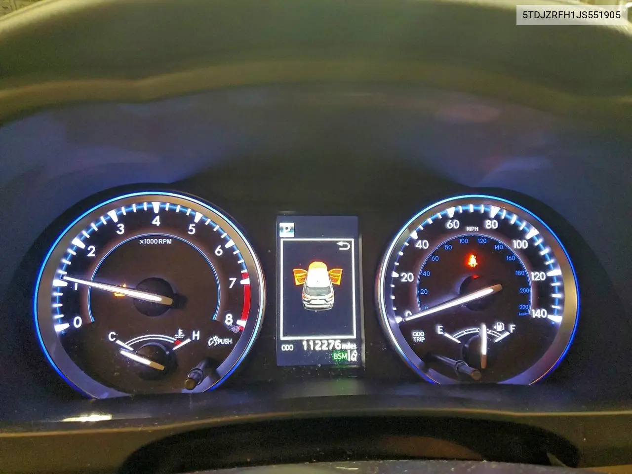 5TDJZRFH1JS551905 2018 Toyota Highlander Se