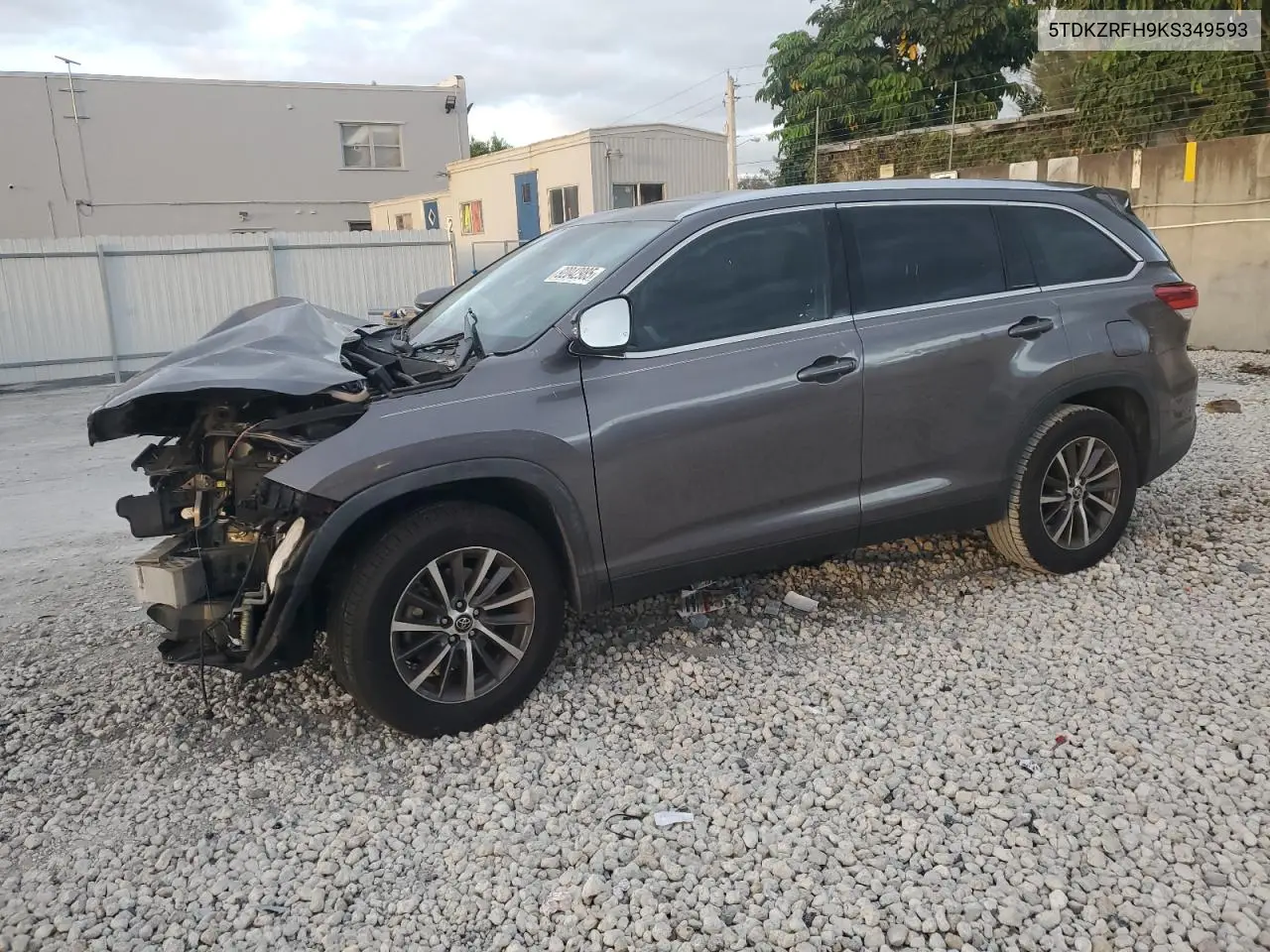 5TDKZRFH9KS349593 2019 Toyota Highlander Se