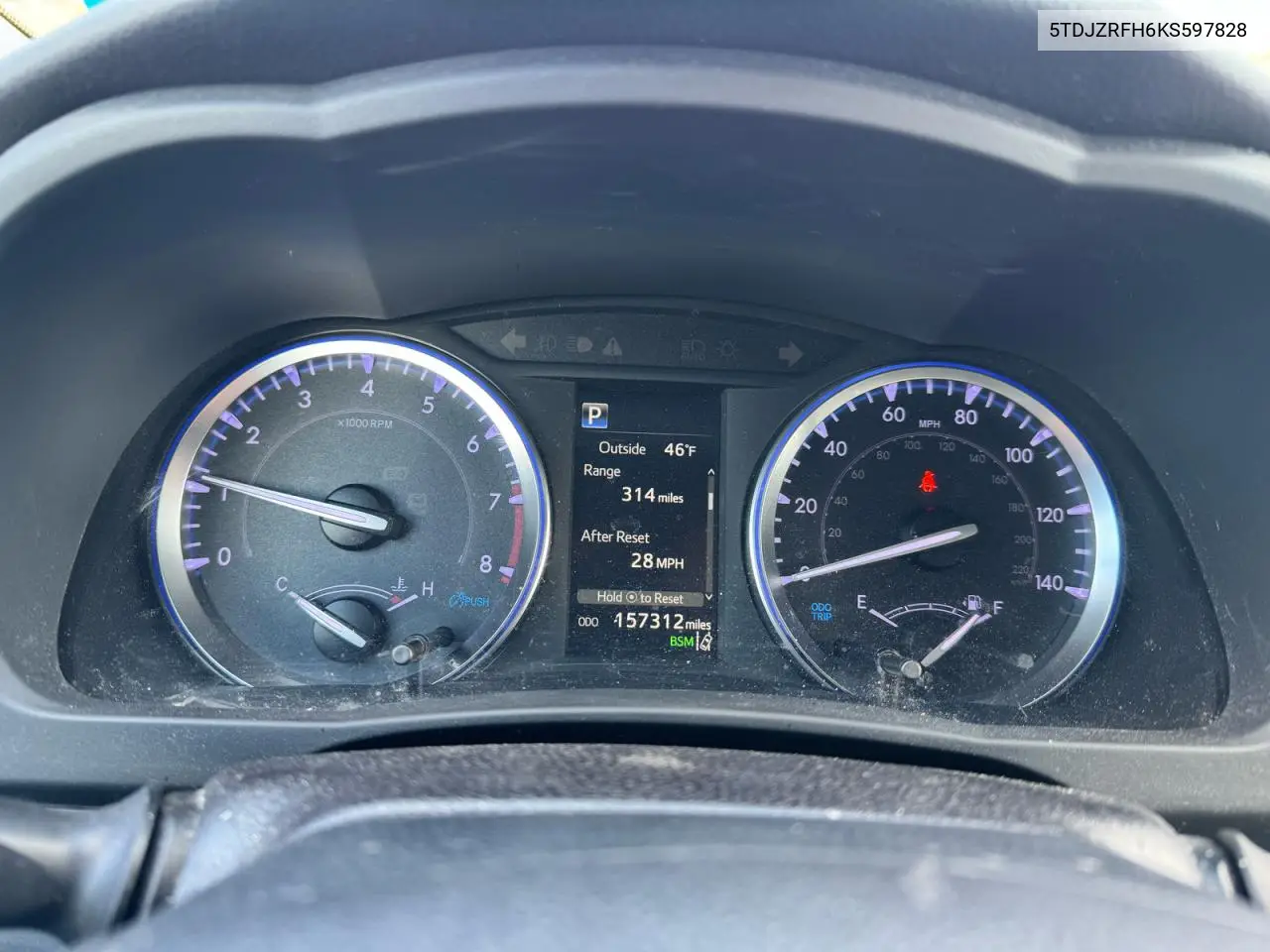 5TDJZRFH6KS597828 2019 Toyota Highlander Se