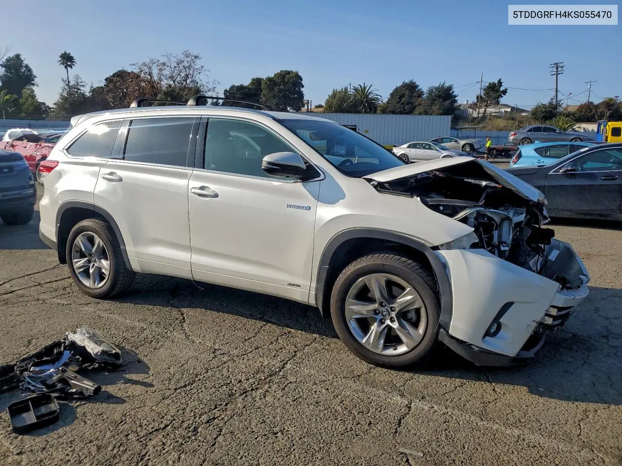 5TDDGRFH4KS055470 2019 Toyota Highlander Hybrid Limited