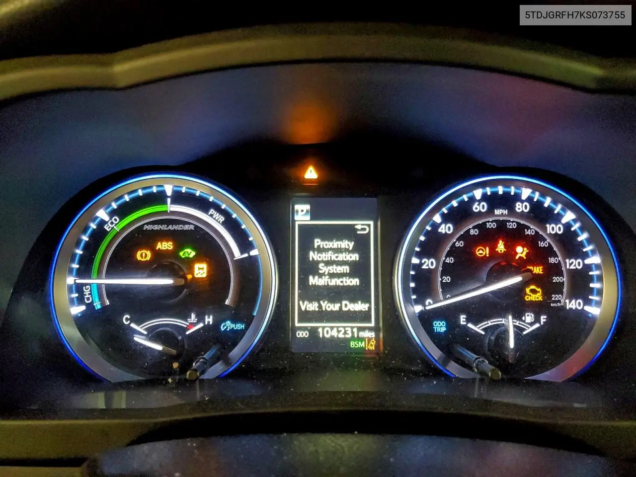 5TDJGRFH7KS073755 2019 Toyota Highlander Hybrid