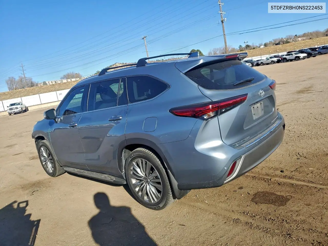 5TDFZRBH0NS222453 2022 Toyota Highlander Platinum