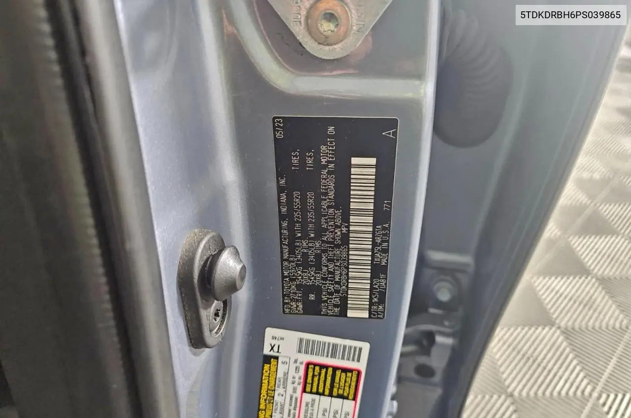 5TDKDRBH6PS039865 2023 Toyota Highlander L