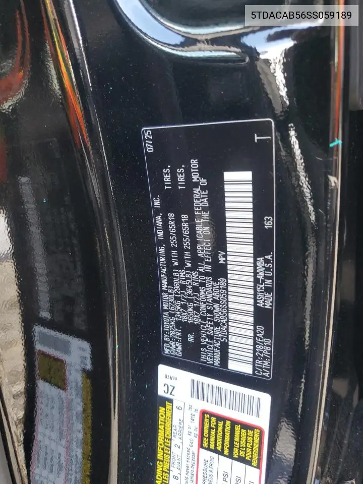 5TDACAB56SS059189 2025 Toyota Grand Highlander Le
