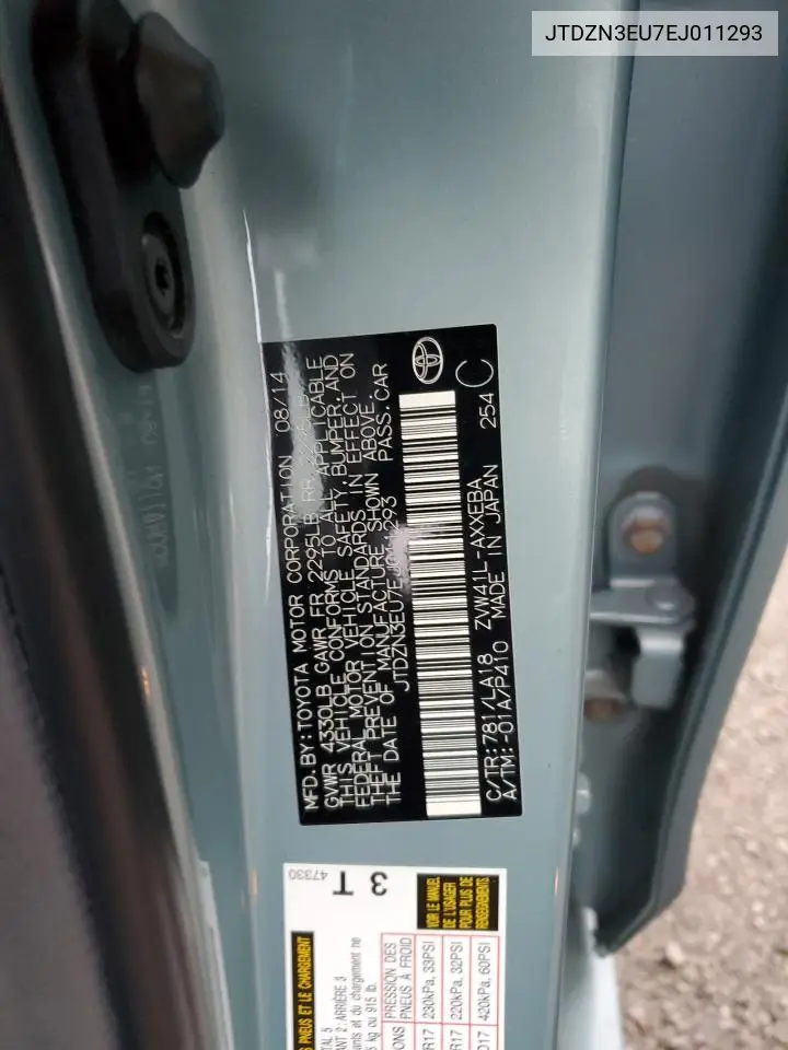 JTDZN3EU7EJ011293 2014 Toyota Prius V