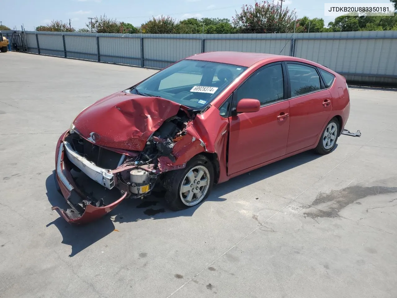 2008 Toyota Prius VIN: JTDKB20U883350181 Lot: 68928374