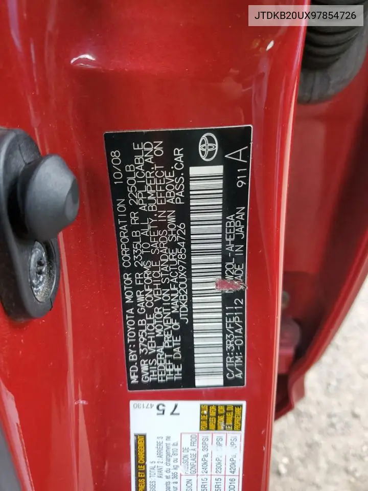 JTDKB20UX97854726 2009 Toyota Prius