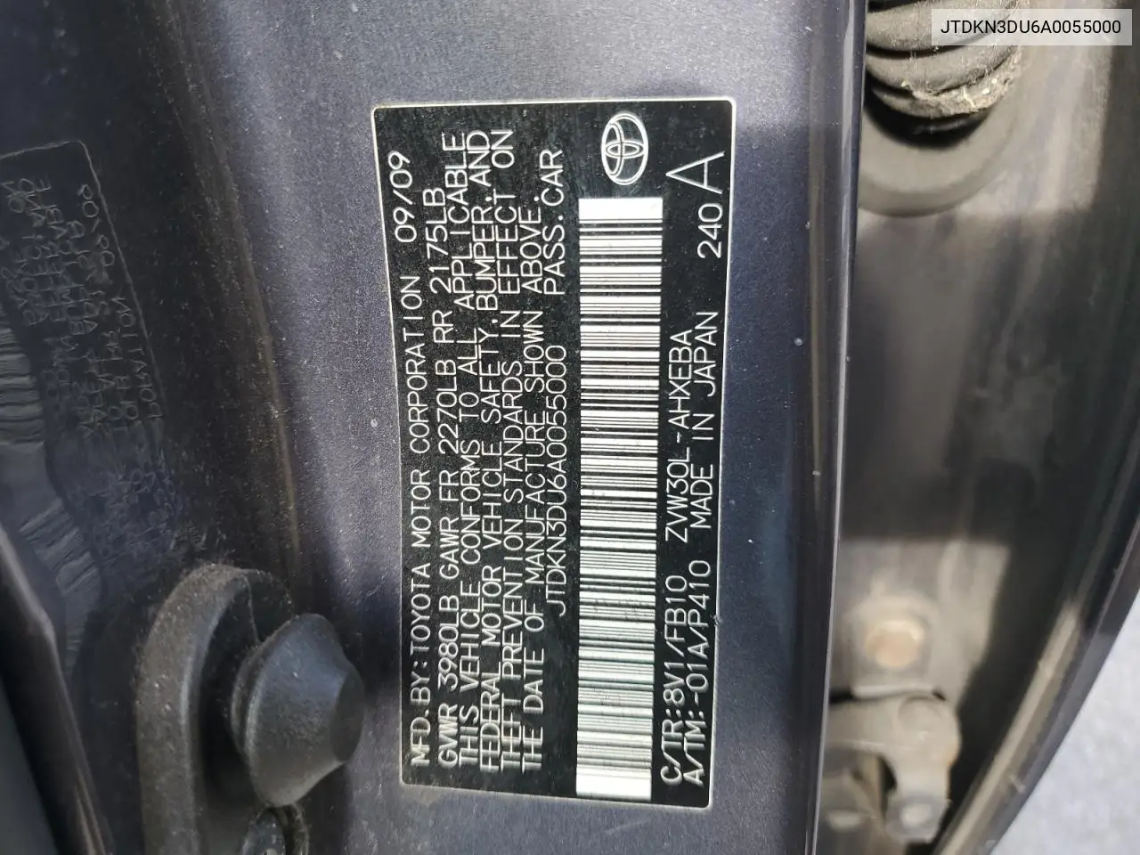 JTDKN3DU6A0055000 2010 Toyota Prius