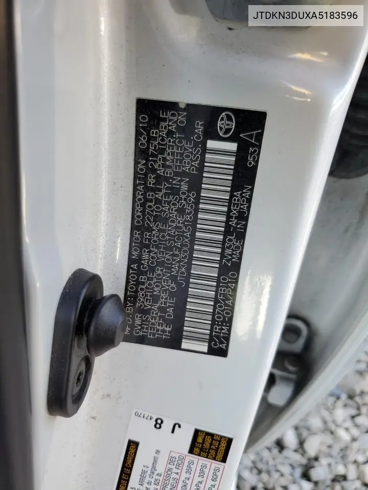 JTDKN3DUXA5183596 2010 Toyota Prius