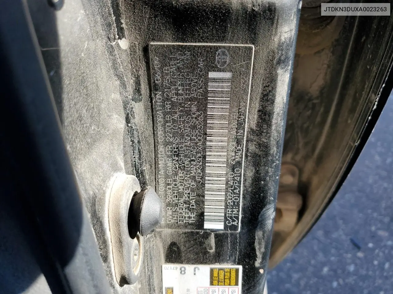 JTDKN3DUXA0023263 2010 Toyota Prius