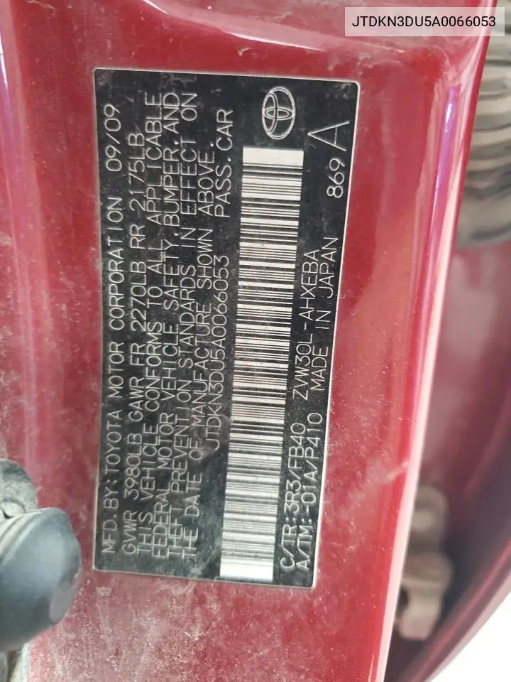 JTDKN3DU5A0066053 2010 Toyota Prius