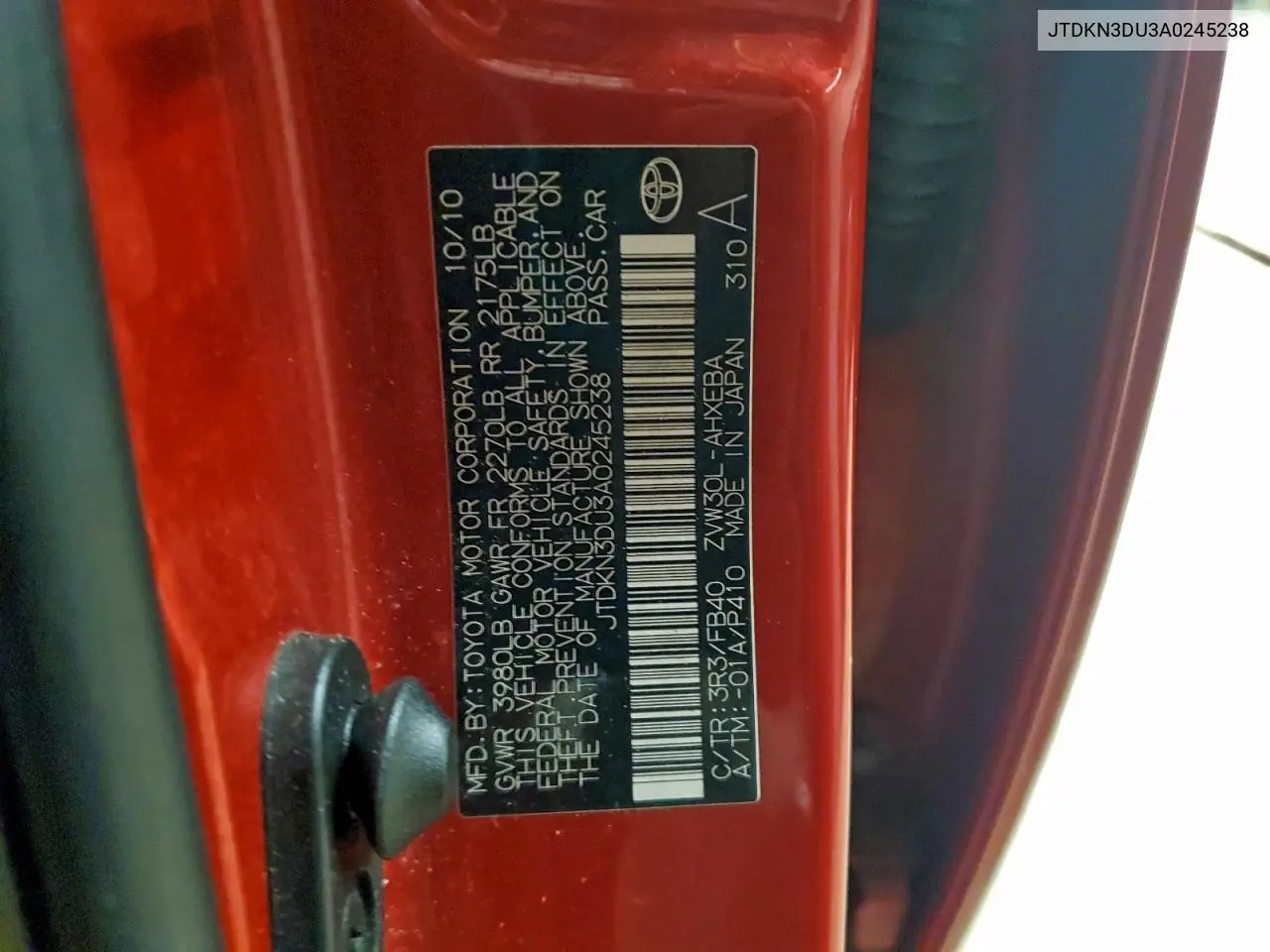 JTDKN3DU3A0245238 2010 Toyota Prius