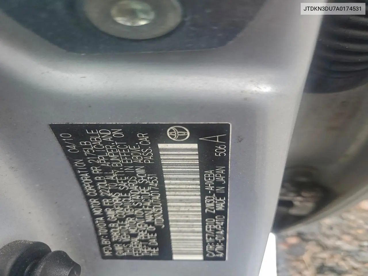 JTDKN3DU7A0174531 2010 Toyota Prius