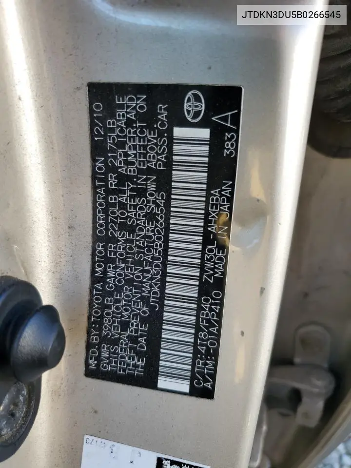 JTDKN3DU5B0266545 2011 Toyota Prius