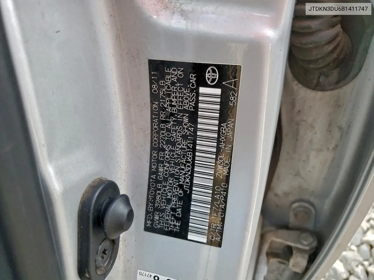 JTDKN3DU6B1411747 2011 Toyota Prius