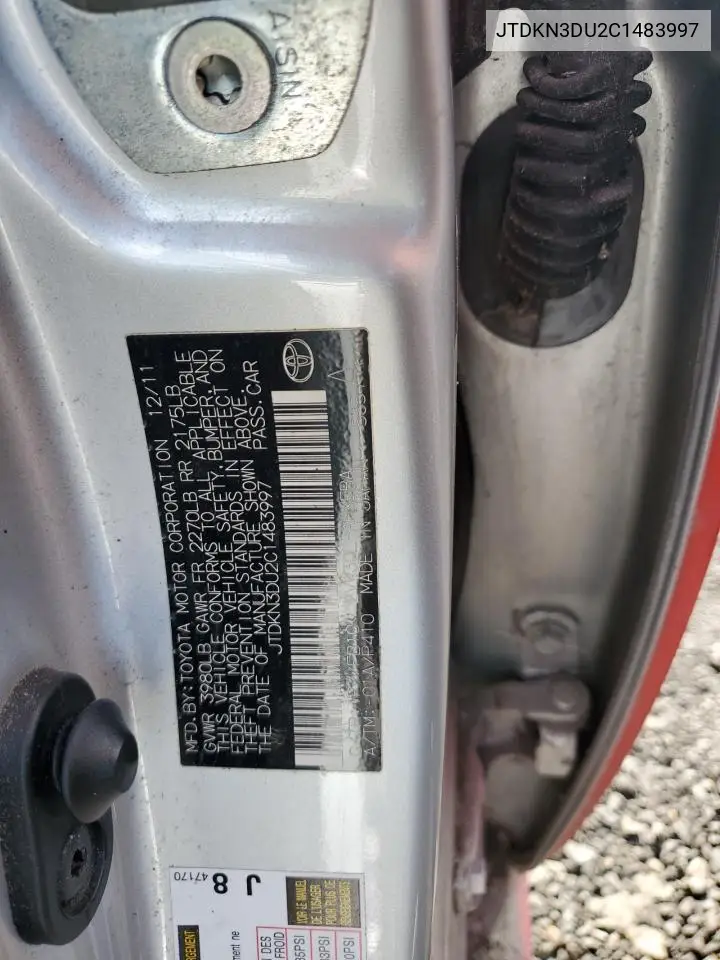 JTDKN3DU2C1483997 2012 Toyota Prius