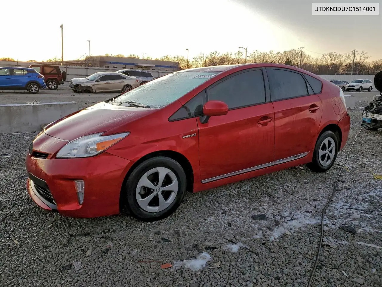 JTDKN3DU7C1514001 2012 Toyota Prius