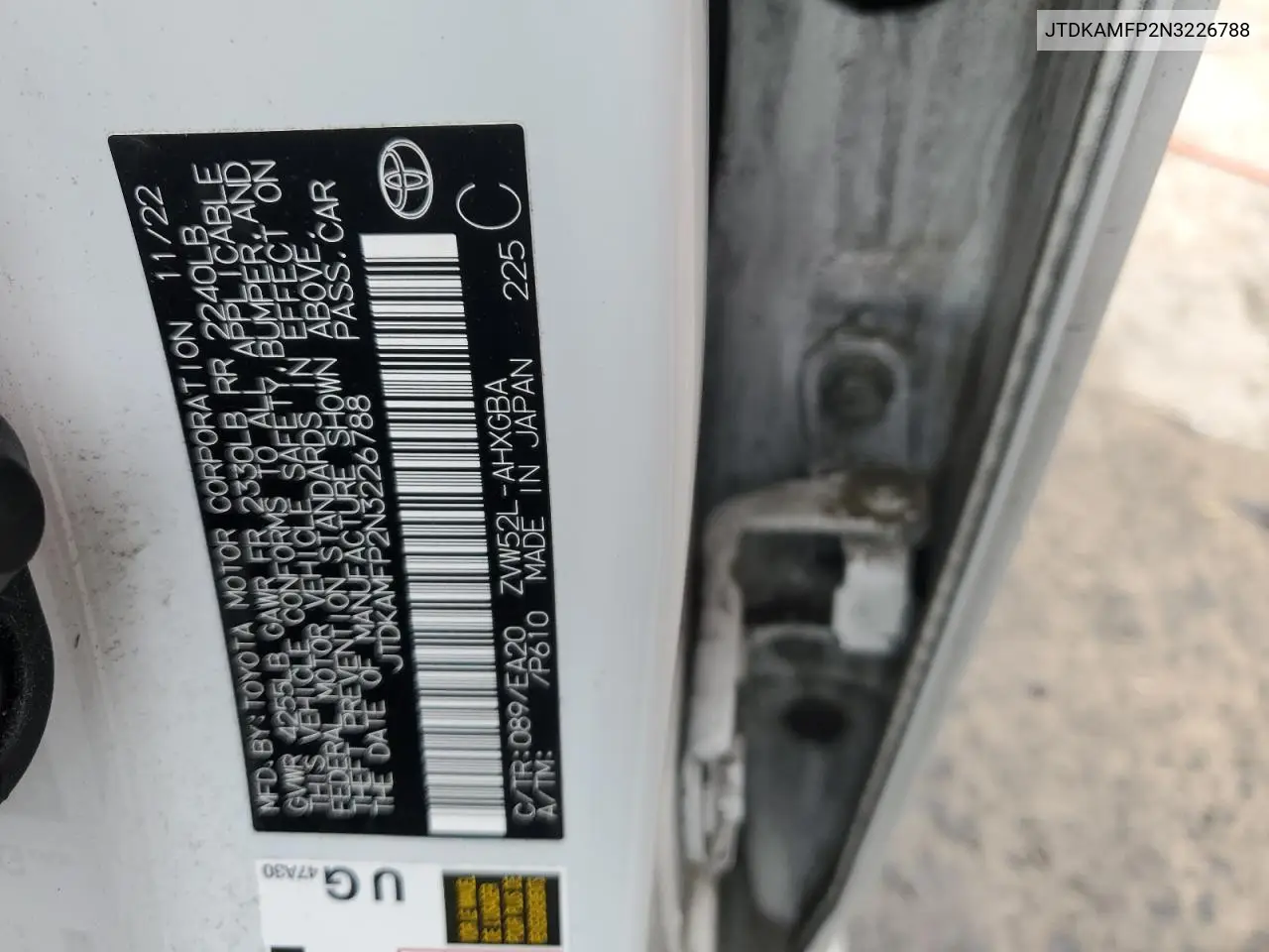 JTDKAMFP2N3226788 2022 Toyota Prius Prime Le