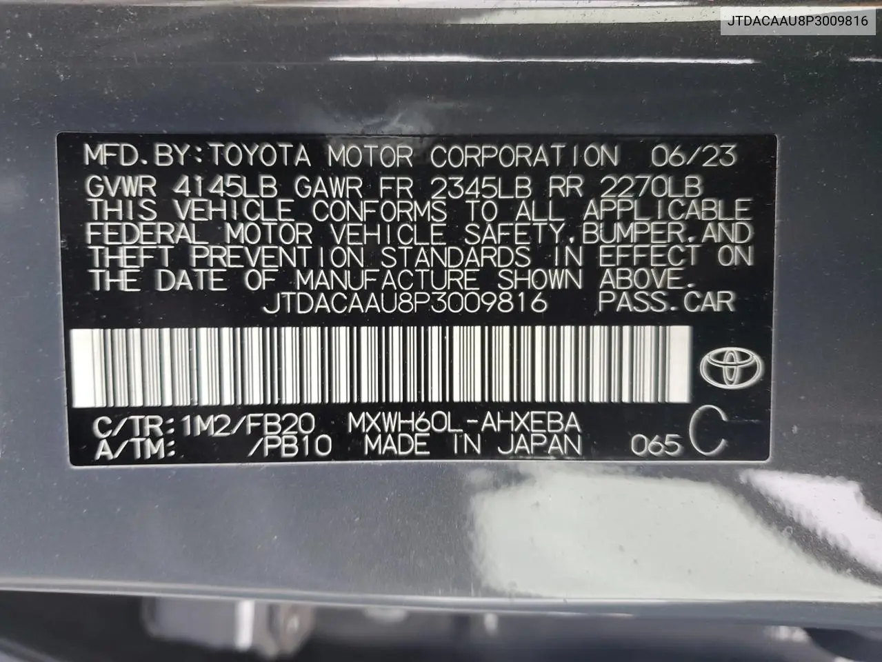 JTDACAAU8P3009816 2023 Toyota Prius Le
