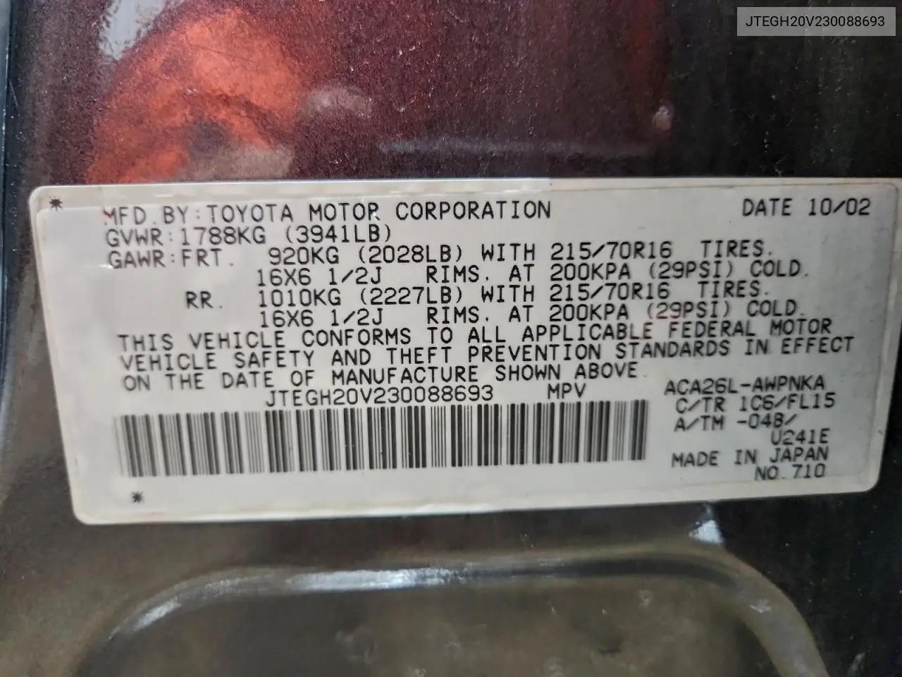 JTEGH20V230088693 2003 Toyota Rav4