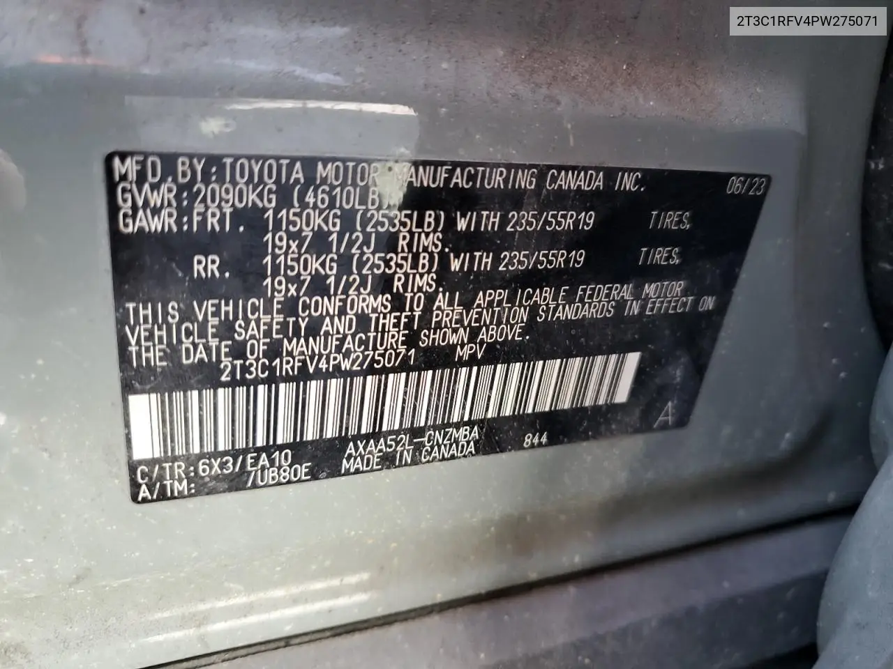 2T3C1RFV4PW275071 2023 Toyota Rav4 Xle Premium