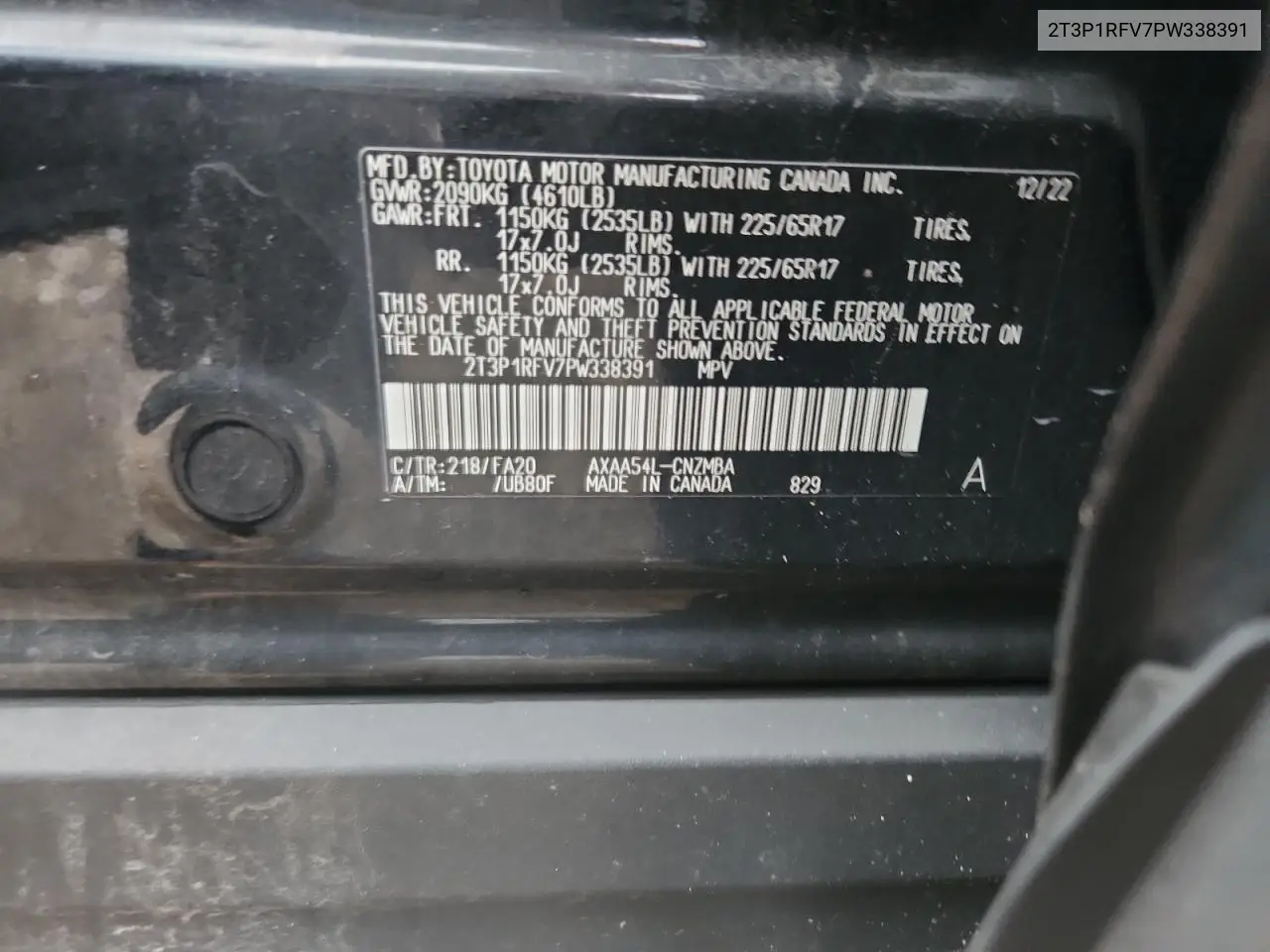 2T3P1RFV7PW338391 2023 Toyota Rav4 Xle