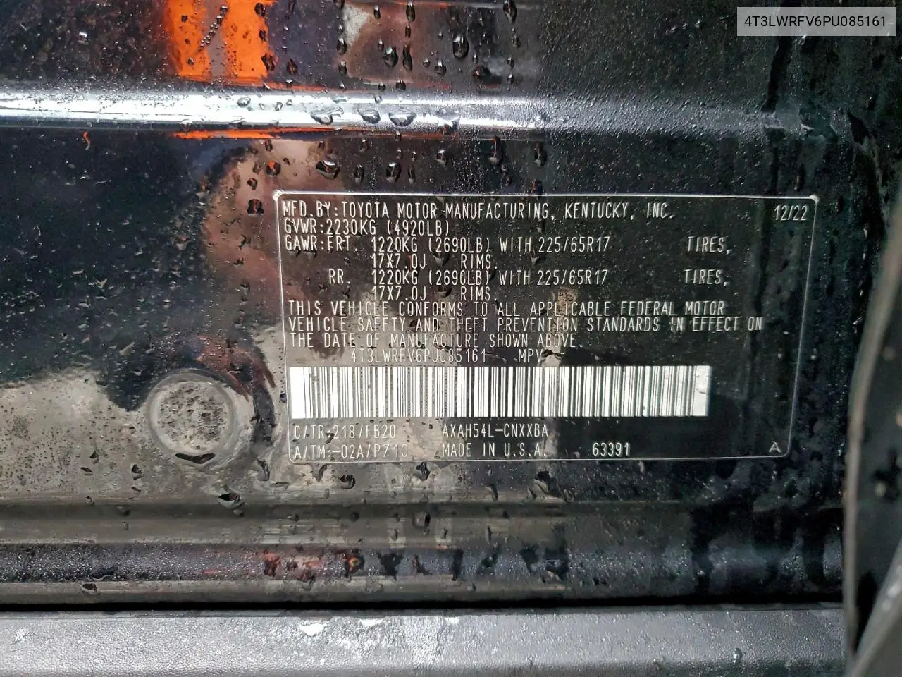 4T3LWRFV6PU085161 2023 Toyota Rav4 Le