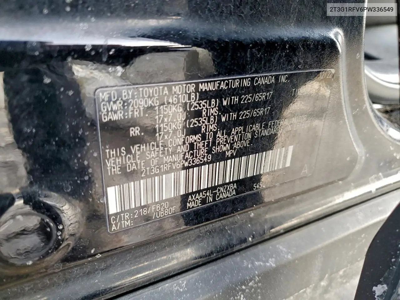 2T3G1RFV6PW336549 2023 Toyota Rav4 Le